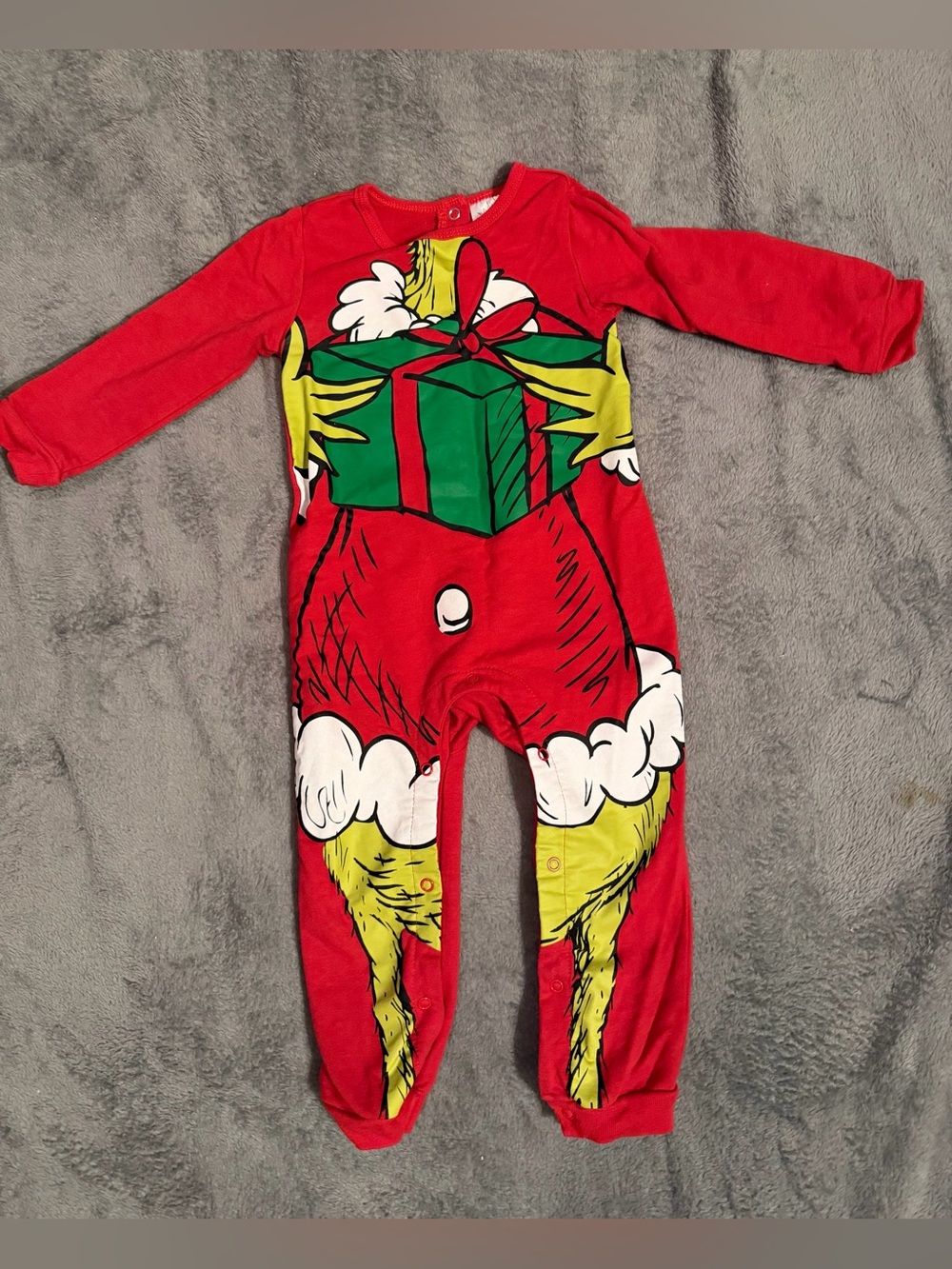 Christmas  Dr. Seuss Grinch Baby PJs /  Romper one piece Red Size 24 Months